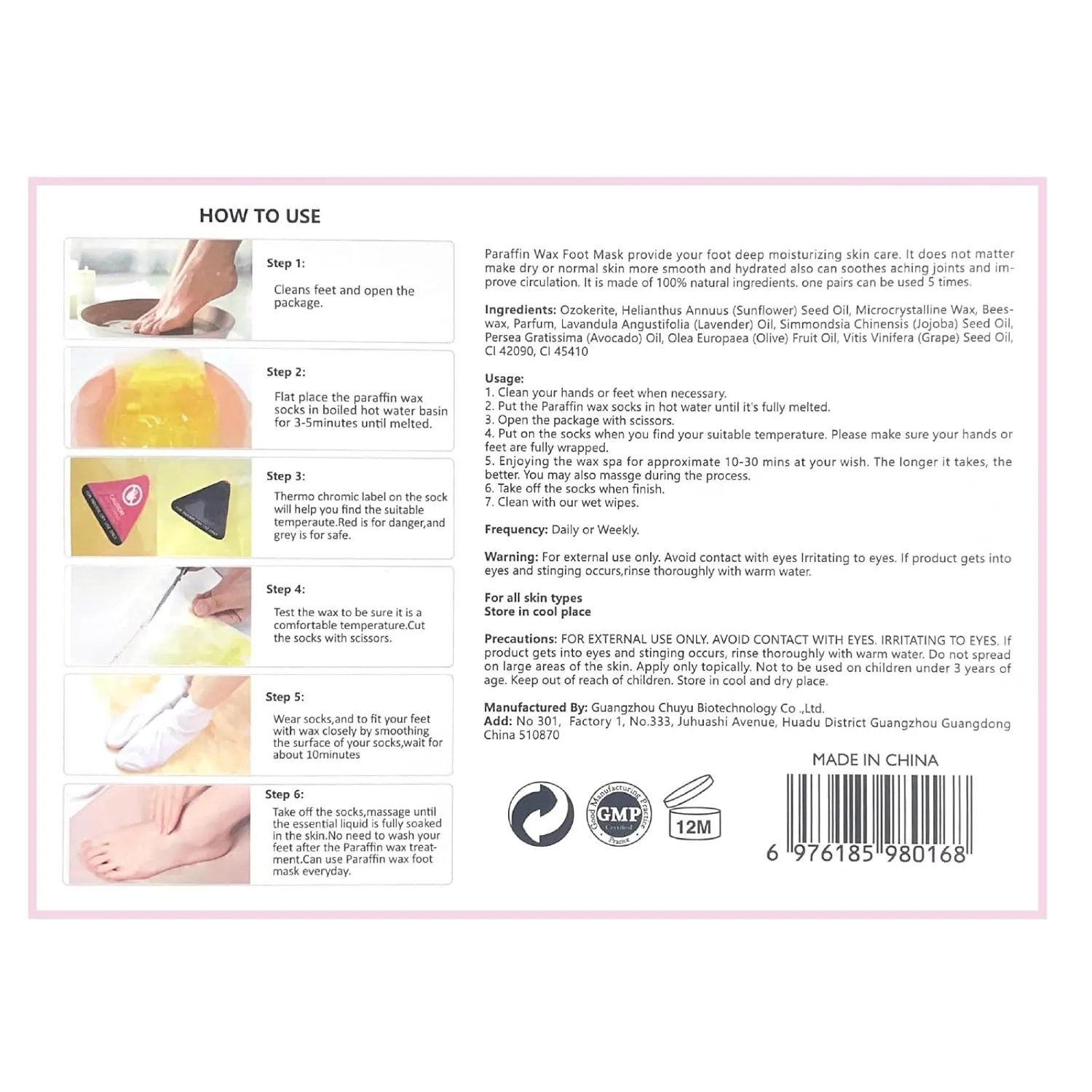10-Minute Paraffin Hand & Foot Treatments, Self Contained Paraffin Wax Gloves and Booties Set for Intensive Hydration At Home (Rose)