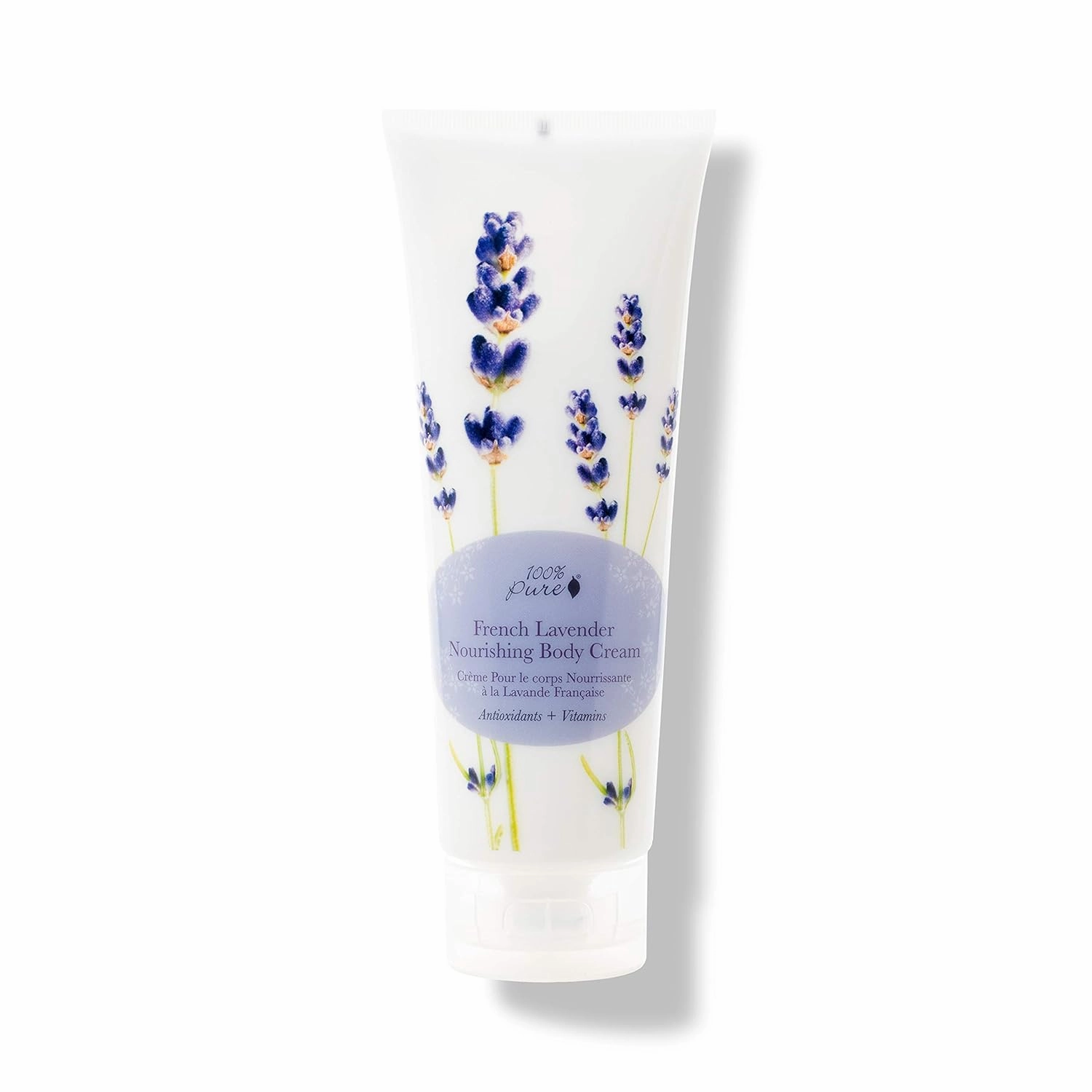 100% PURE Nourishing Body Cream French Lavender Lotion Luxurious Botanical Dry Skin Hydration & Replenishment, Natural Anti-Aging Moisturizer & Skincare for All Skin Types Women & Men - Vegan - 8 oz