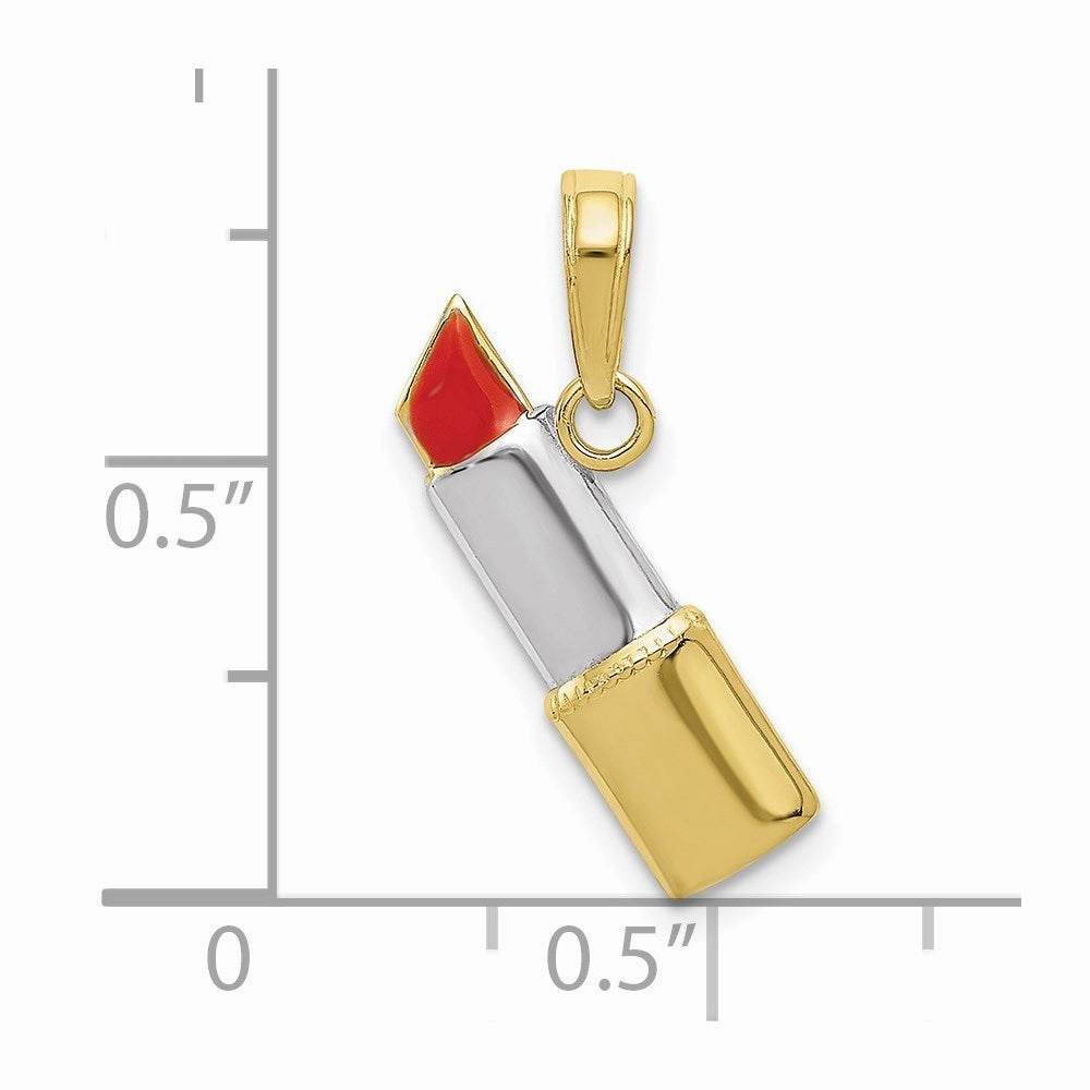 10K W/Rhodium Enameled Lipstick Charm