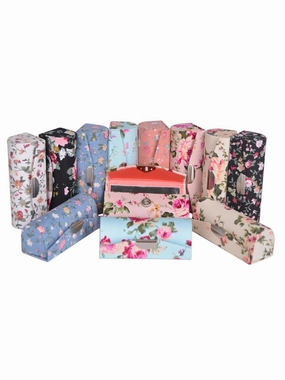 12 Pcs Lipstick Case with Mirror Floral Design Lipstick Holder Flower Printing Lip Stick Box (Pattern A)