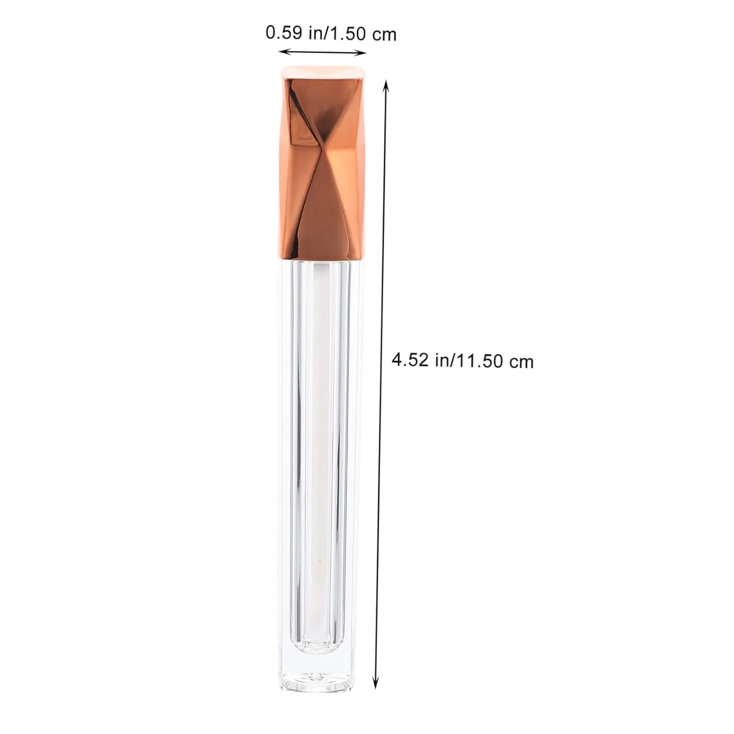 15pcs Diy Lip Gloss Tubes 5ml Long Shape Refillable Empty Bottles Triangular Rose Gold Lids