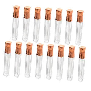 15pcs Diy Lip Gloss Tubes 5ml Long Shape Refillable Empty Bottles Triangular Rose Gold Lids