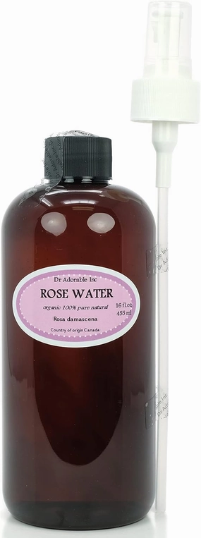 16 oz - Rose Water Spray - 100% Natural Organic Face Toner Alcohol-Free Cleanser Bulgarian Rose Hydrosol for Face and Hair by Dr Adorable