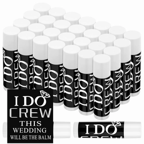 24 Pcs Bachelorette Lip Balm I Do Crew Wedding Party Gifts Bachelorette Lip Balm Gift Wedding Favors for Party Guest Supplies(Black with White)