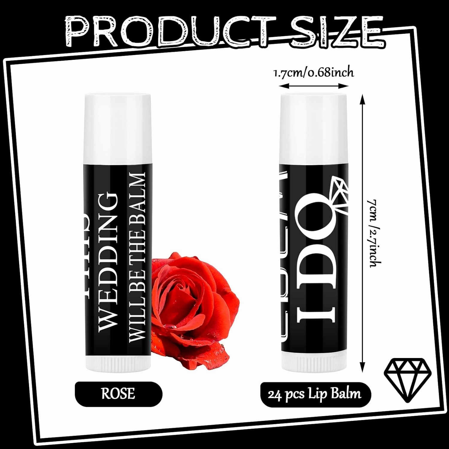 24 Pcs Bachelorette Lip Balm I Do Crew Wedding Party Gifts Bachelorette Lip Balm Gift Wedding Favors for Party Guest Supplies(Black with White)