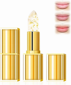 2PCS Transferproof Color Changing Lipstick, Color Changing Lipstick Gold Foil for Women, Lipstick Gold Foil for Women Deep Nourishment(A)