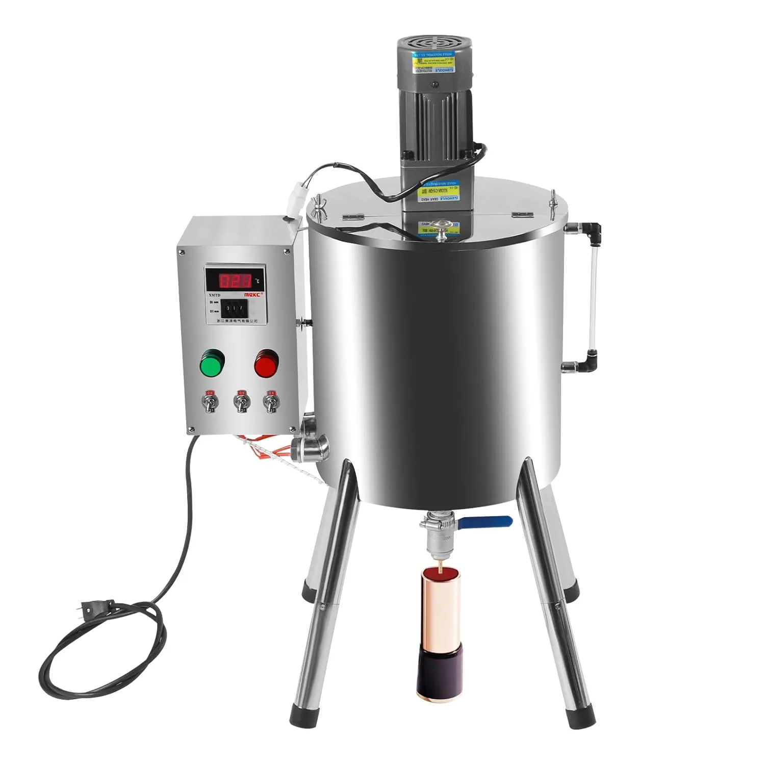 30L/8Gal Lipstick Mixing & Filling Machine, 110V Heating Stirring Tank, Liquid Paste Filler for Dissolving & Filling Cream, Max. Speed 36RPM, Adjustable Temp: 0-300℃/32-572℉, 20-45 Bottle/min