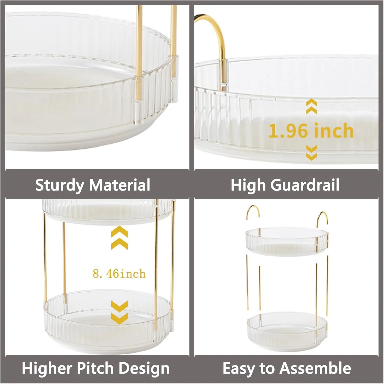 360 Rotating Makeup Organizer,2 Tier Large Capacity Make Up Organizers and Storage,Skincare Perfume Vanity Organizers,Bathroom Cosmetics Storage Organizer Countertop(Clear-2 Tier)