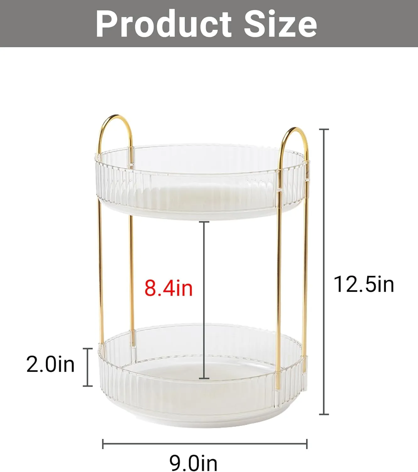 360 Rotating Makeup Organizer,2 Tier Large Capacity Make Up Organizers and Storage,Skincare Perfume Vanity Organizers,Bathroom Cosmetics Storage Organizer Countertop(Clear-2 Tier)