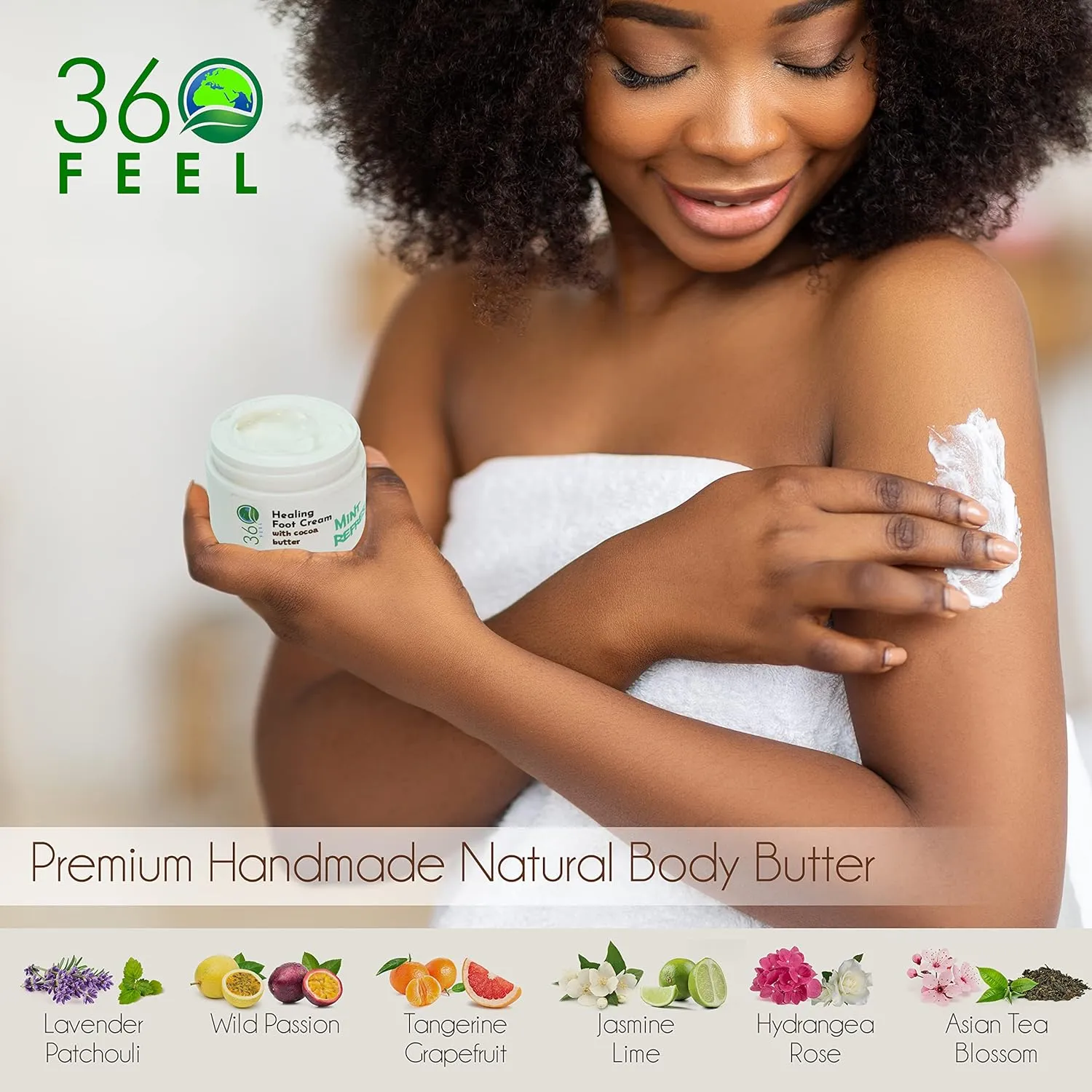 360Feel Hydrangea Rose Body Butter - Cocoa & Shea Butter - Coconut & Olive Oil - Plant-based Formula - Nourishing Moisturizer for Sensitive Skin - Non-greasy Daily Skincare (Pack of 2)