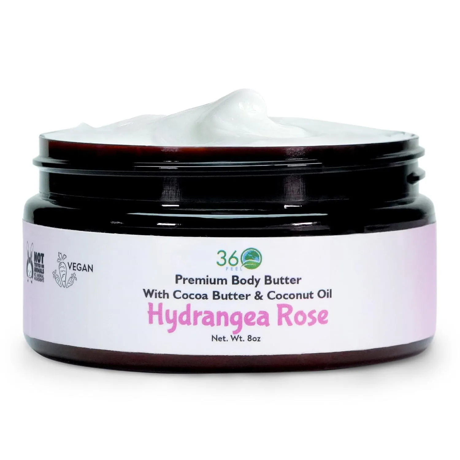 360Feel Hydrangea Rose Body Butter - Nourishing and Hydrating Shea Body Butter with a Gentle Formula - Handmade with Essential Oils - Creamy Formula for Daily Use - Zero Harsh Additives - 8 Ounce
