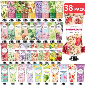 38 Pack Bulk Hand Cream Gifts for Mom,Mothers Day Gifts,Easter Basket Stuffers for Teen Girls,Teacher Appreciation Gifts Nurse Gifts,Natural Plant Fragrance Travel Hand Lotion For Dry Cracked Hands