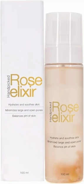 3.38floz Rose Water Elixir Face Mist 100ml | Pure Rose Water | Face Toner for Glowing, Refresh & Hydrating Skin | Minimize Large & Open Pores | Balance pH of Skin | Gulab Jal for Women & Men