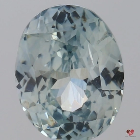 4.49cts Oval Light Icy Silver Grey Ashy Blue Sapphire