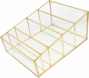 5 Tier Storage Rack for Makeup Copper Glass Pressed Powder Eye Shadow Lipstick Container Home Organization Desk Bedroom