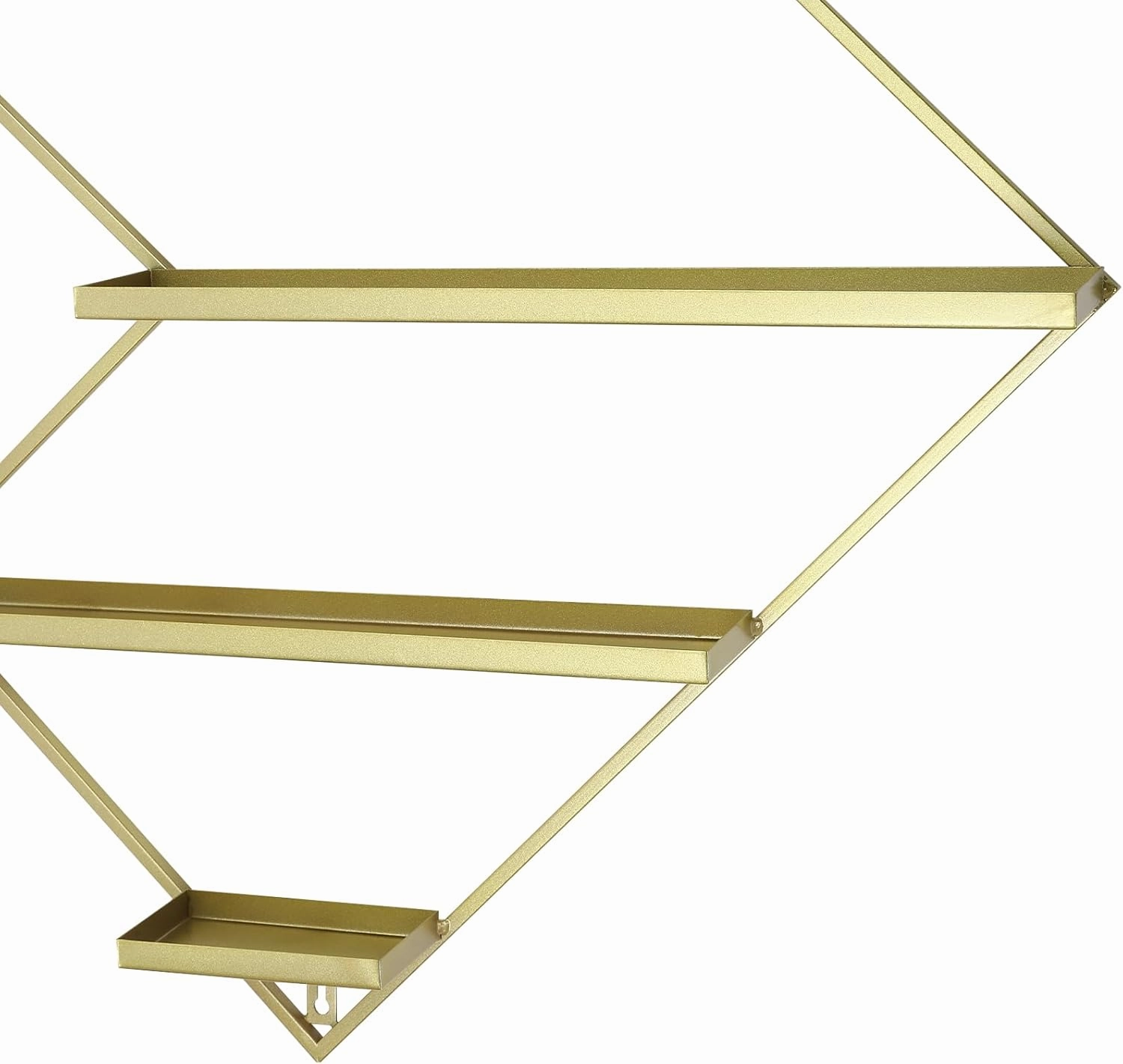 5 Tier Wall-Mounted Metal Nail Polish Display Rack, Simple Rhombus Floating Wall Mount Cosmetic Display Shelves, Lipstick, Perfume, and Essential Oil Organizer for Home Spa Nail Salon Shop, Gold