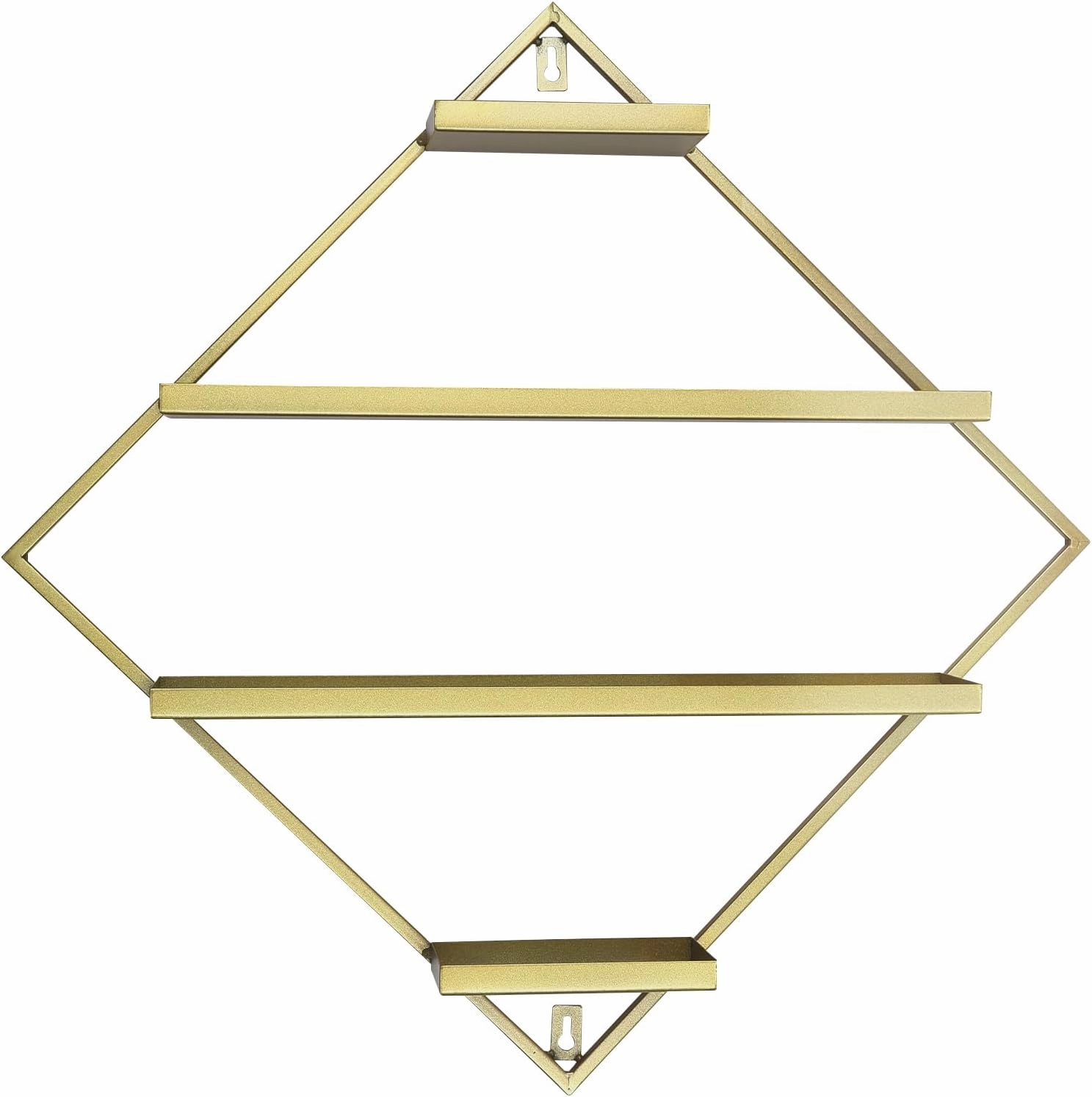5 Tier Wall-Mounted Metal Nail Polish Display Rack, Simple Rhombus Floating Wall Mount Cosmetic Display Shelves, Lipstick, Perfume, and Essential Oil Organizer for Home Spa Nail Salon Shop, Gold