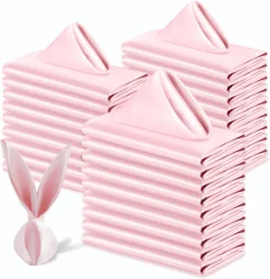 60 Pack Satin Table Cloth Napkins, 17x17 Inch Blush Pink Silky Wedding Napkins Cloth Washable, Luxury Dining Table Cloth Napkins Set for Birthday Holiday Party Dinner Restaurant