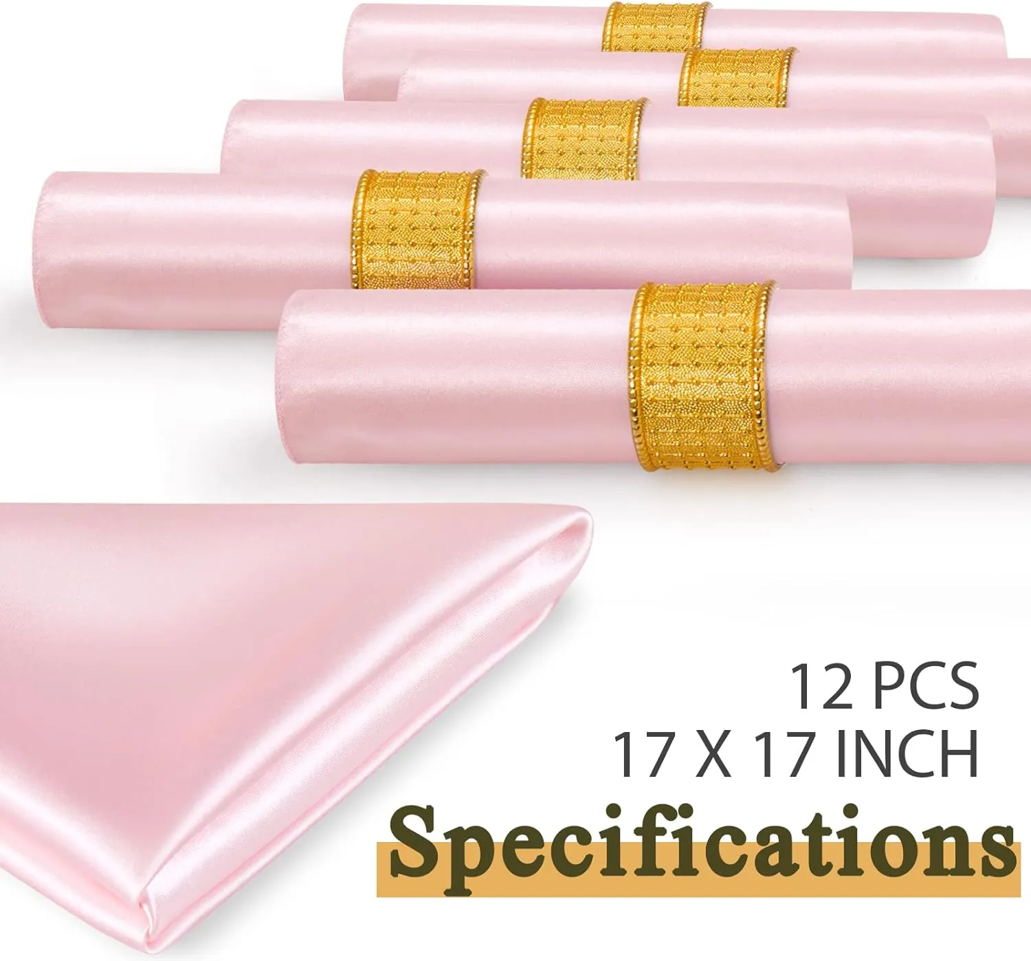 60 Pack Satin Table Cloth Napkins, 17x17 Inch Blush Pink Silky Wedding Napkins Cloth Washable, Luxury Dining Table Cloth Napkins Set for Birthday Holiday Party Dinner Restaurant