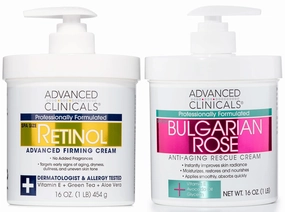 Advanced Clinicals Bulgarian Rose Anti Aging Cream   Retinol Firming Cream Set