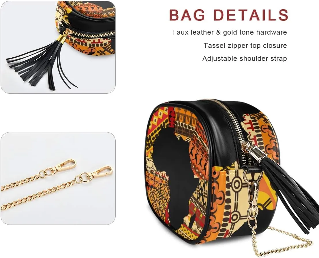 ALAZA Women's Africa Map on Ethnic Fashion Purses Bag with Metal Chain Strap for Travel Shopping