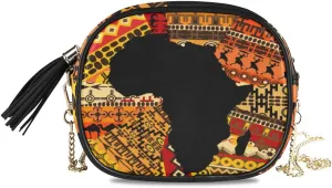 ALAZA Women's Africa Map on Ethnic Fashion Purses Bag with Metal Chain Strap for Travel Shopping