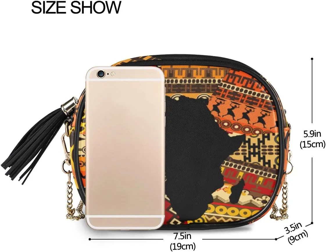 ALAZA Women's Africa Map on Ethnic Fashion Purses Bag with Metal Chain Strap for Travel Shopping