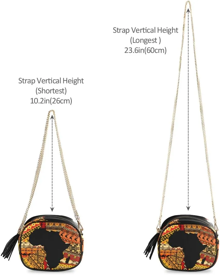 ALAZA Women's Africa Map on Ethnic Fashion Purses Bag with Metal Chain Strap for Travel Shopping