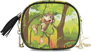 ALAZA Women's Cute Animal Set PU Leather Crossbody Bag Shoulder Purse with Tassel