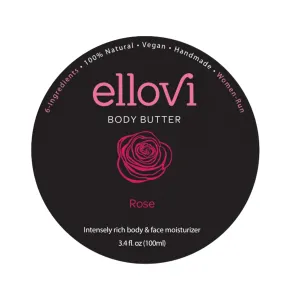 All-Natural Body Butter - Rose - Pure Enough to Eat - Made With Just 6 Vegan Ingredients - Ultra-Rich 100% Plant-Based Hydrating Moisturizer For Naturally Healthy Skin (3.4 fl. oz/100ml)