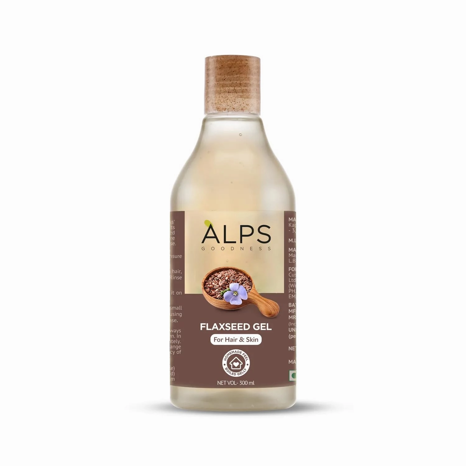 Alps'- Flaxseed Gel (300ml) (10.14 fl. oz.) I For Hair & Skin I Frizz-Control | Smoothening I Moisture Rich I Soft Long Hair | Intense Hair Nourishment | Homemade Feel
