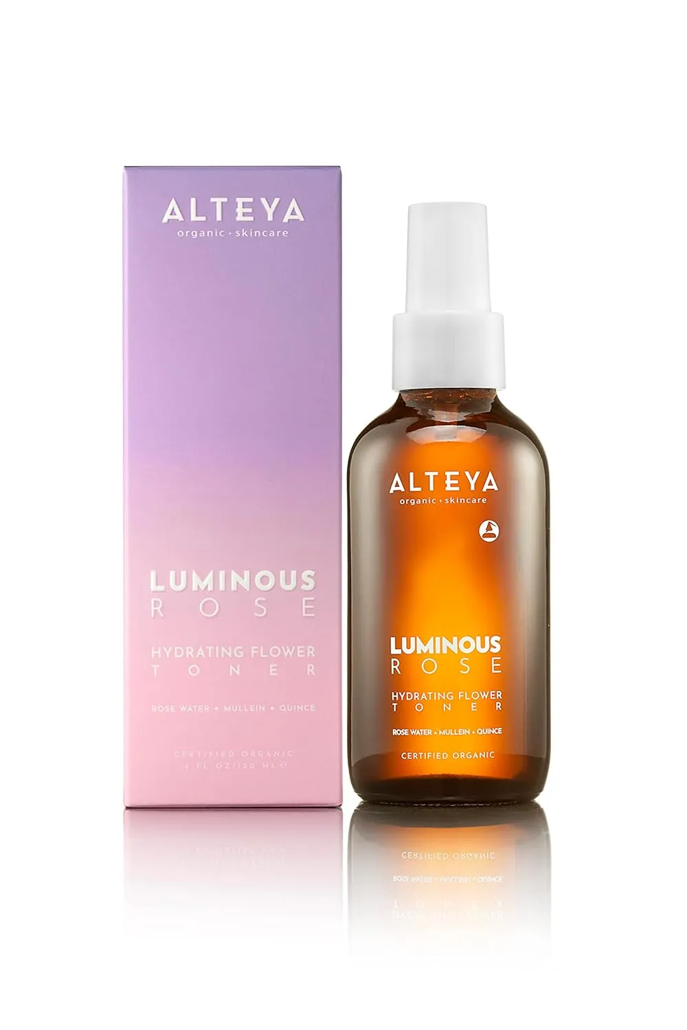 Alteya Оrganic Luminous Rose Hydrating Flower Toner 4 Fl Oz/120 mL – Certified Organic – Purifying, Balancing, Revitalizing – All Skin Types
