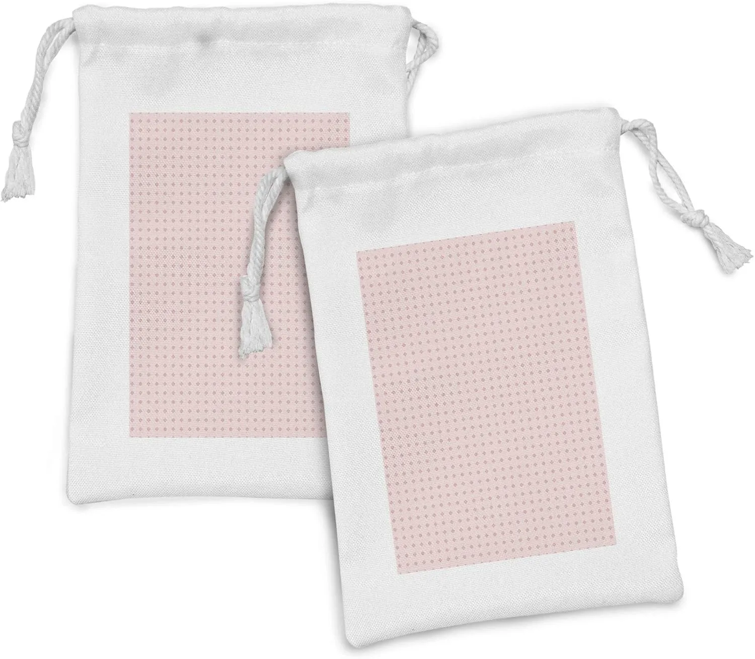 Ambesonne Abstract Fabric Pouch Set of 2, Geometric Forms Inspired Medieval Victorian Symbolic Royal Rococo Pattern, Small Drawstring Bag for Toiletries Masks and Favors, 9" x 6", Rose and Blush