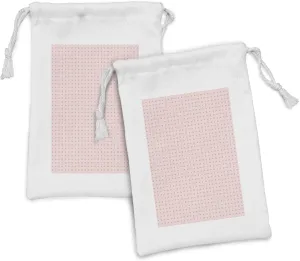 Ambesonne Abstract Fabric Pouch Set of 2, Geometric Forms Inspired Medieval Victorian Symbolic Royal Rococo Pattern, Small Drawstring Bag for Toiletries Masks and Favors, 9" x 6", Rose and Blush