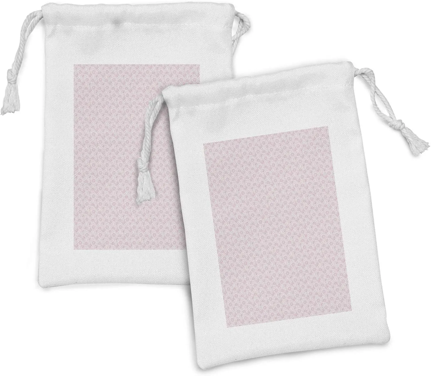 Ambesonne Floral Fabric Pouch Set of 2, Ornamental Damask Stencil Inspired Flourishing Petals Leaves Motif, Small Drawstring Bag for Toiletries Masks and Favors, 9" x 6", Blush Dried Rose