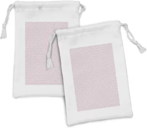 Ambesonne Floral Fabric Pouch Set of 2, Ornamental Damask Stencil Inspired Flourishing Petals Leaves Motif, Small Drawstring Bag for Toiletries Masks and Favors, 9" x 6", Blush Dried Rose