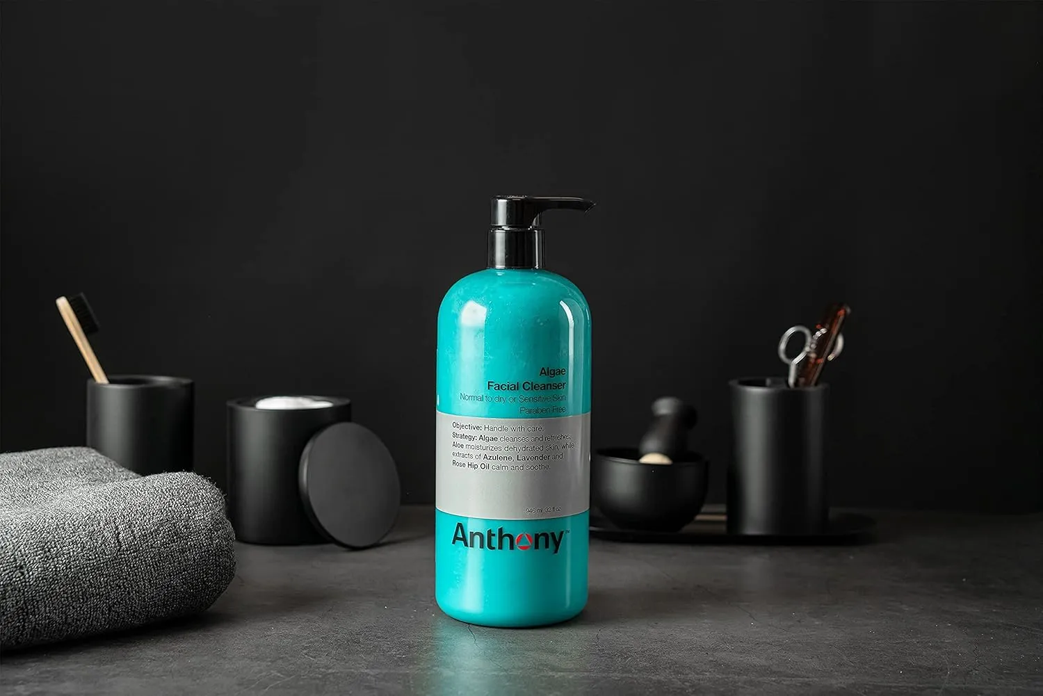 Anthony Algae Facial Cleanser, 32 Fl Oz - Algae, Aloe Vera, Azulene, Lavender & Rose Hip Oil for Cleansing, Refreshing, Moisturizing, Hydrating, Calming & Soothing Skin