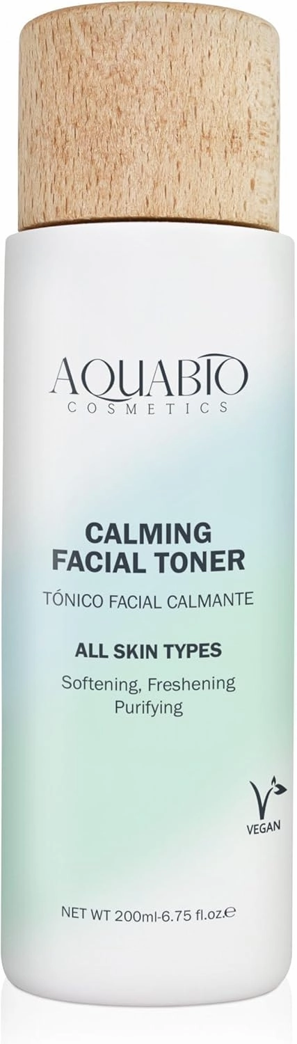 AquaBio All Organic Aloe Toner with Rose Water Ultra Hydrating Moisturizing Toner for Purifying, Calming & Revitalizing, Regenerating, Balancing & Brightening Fragrance-Alcohol Free 6.75 Oz