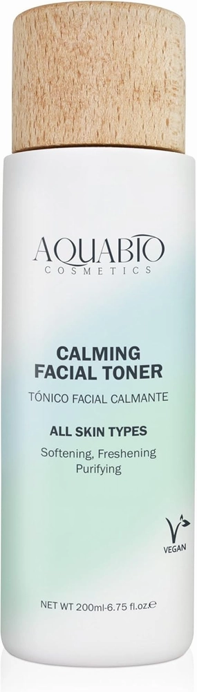 AquaBio All Organic Aloe Toner with Rose Water Ultra Hydrating Moisturizing Toner for Purifying, Calming & Revitalizing, Regenerating, Balancing & Brightening Fragrance-Alcohol Free 6.75 Oz