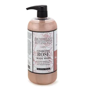 Archipelago Botanicals Charcoal Rose Body Wash, Detoxifying and Hydrating Daily Wash, Luxuriously Smooth Skin, Free from Parabens, Phthalates and GMOs (33 oz)