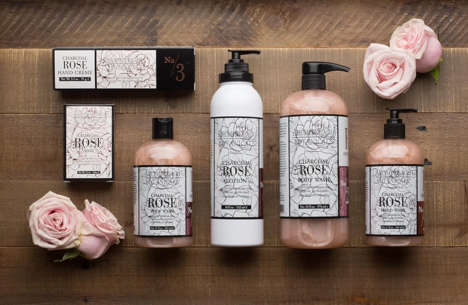 Archipelago Botanicals Charcoal Rose Lotion, Hydrating Lotion for Soft and Healthy Skin, Scented Body Lotion Free from Parabens, Phthalates and GMOs (18 oz)