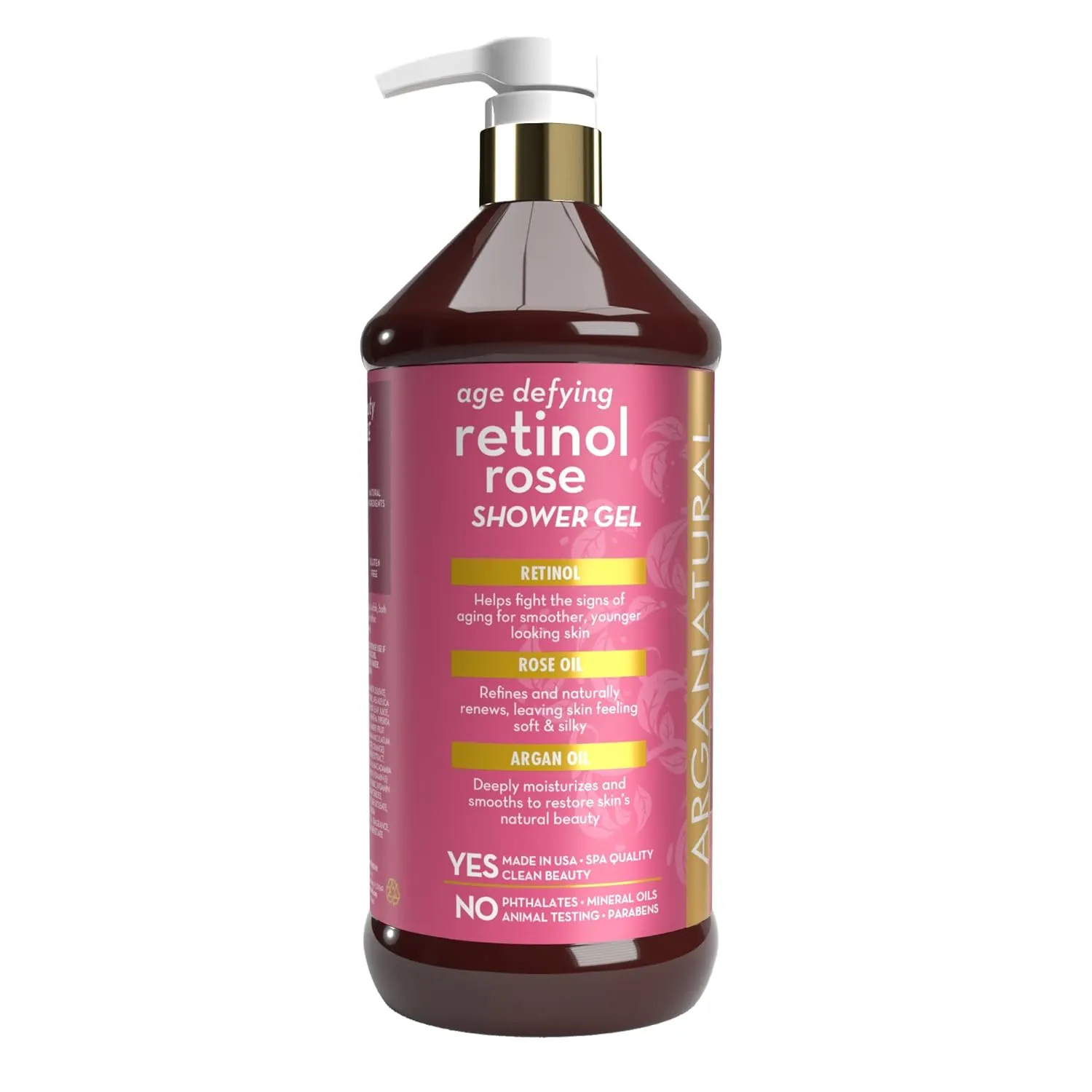 Arganatural Retinol Shower Gel (Body Wash) with Natural Argan Oil, Smooth & Refine Skin Tone, Nourishes for Natural Radiance, Pampers & Rejuvenates Skin for All Skin Types - 32oz / 960ml
