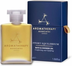 Aromatherapy Associates Support Equilibrium Bath and Shower Oil – Hydrating Oil with 3 Essential Oils to Uplift Mind, Body, and Spirit (1.86 oz)