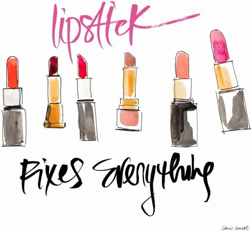 ArtDirect Lipstick Fixes Everything 48x48 Huge Gold Ornate Wood Framed Canvas Giclee Art by Loreth, Lanie