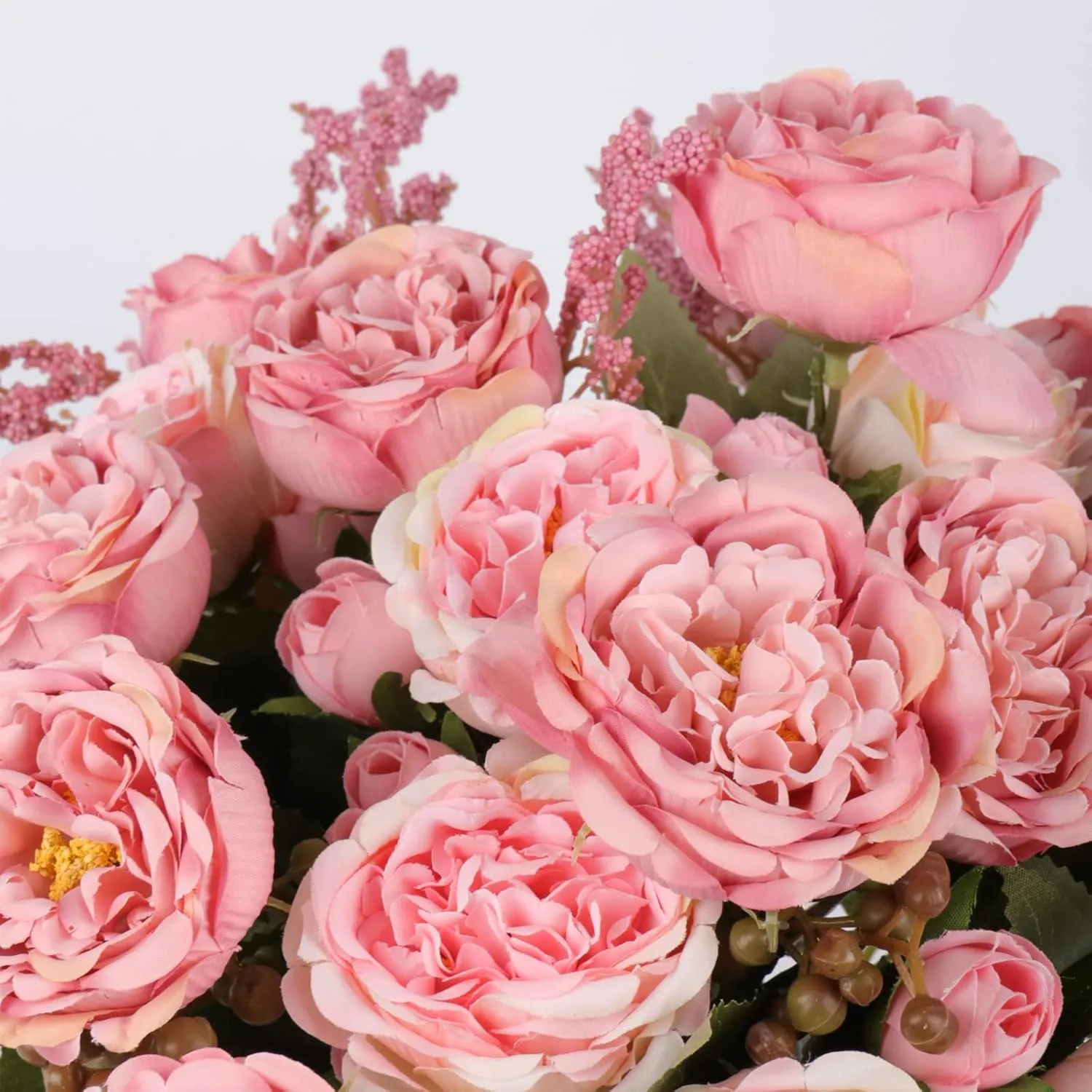 Artificial Peonies Silk Flowers, Pink Faux Peony Bouquet 4 Bundles Florals Arrangements for Farmhouse Home Boho Wedding Table Centerpiece, Fake Plastic Flowers Bulk for Vase Decoration (Blush Pink)