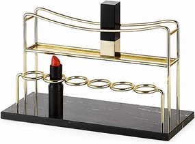 ASFD Makeup Case Gold Lipstick Holder Makeup Organizer Vanity Cosmetic Display Case Brushes Lipsticks Holder Marble Organizer for Drawer (Color : Gold)