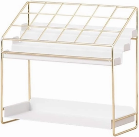 ASFD Makeup Case Lipstick Organizer Gold Lipstick Holder Case Display Rack Holder Nail Polish Makeup Organizer Iron Organizer for Drawer (Color : Gold a)