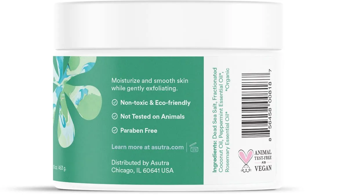 ASUTRA Dead Sea Salts Essential Oil Body Scrub Bundle – 3, Full-Size 16 oz Body Scrubs – Refreshing Jasmine, Sensual Rose, Purifying Peppermint – Ultra Hydrating, Gentle, and Moisturizing