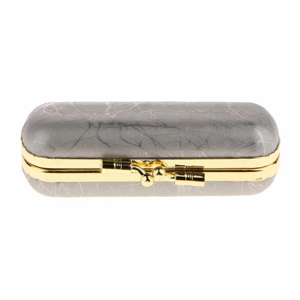barenx PU Leather Lipstick Case with Mirror Multi Color Lip Gloss Organizer Bag Cosmetic Storage Kit - Silver