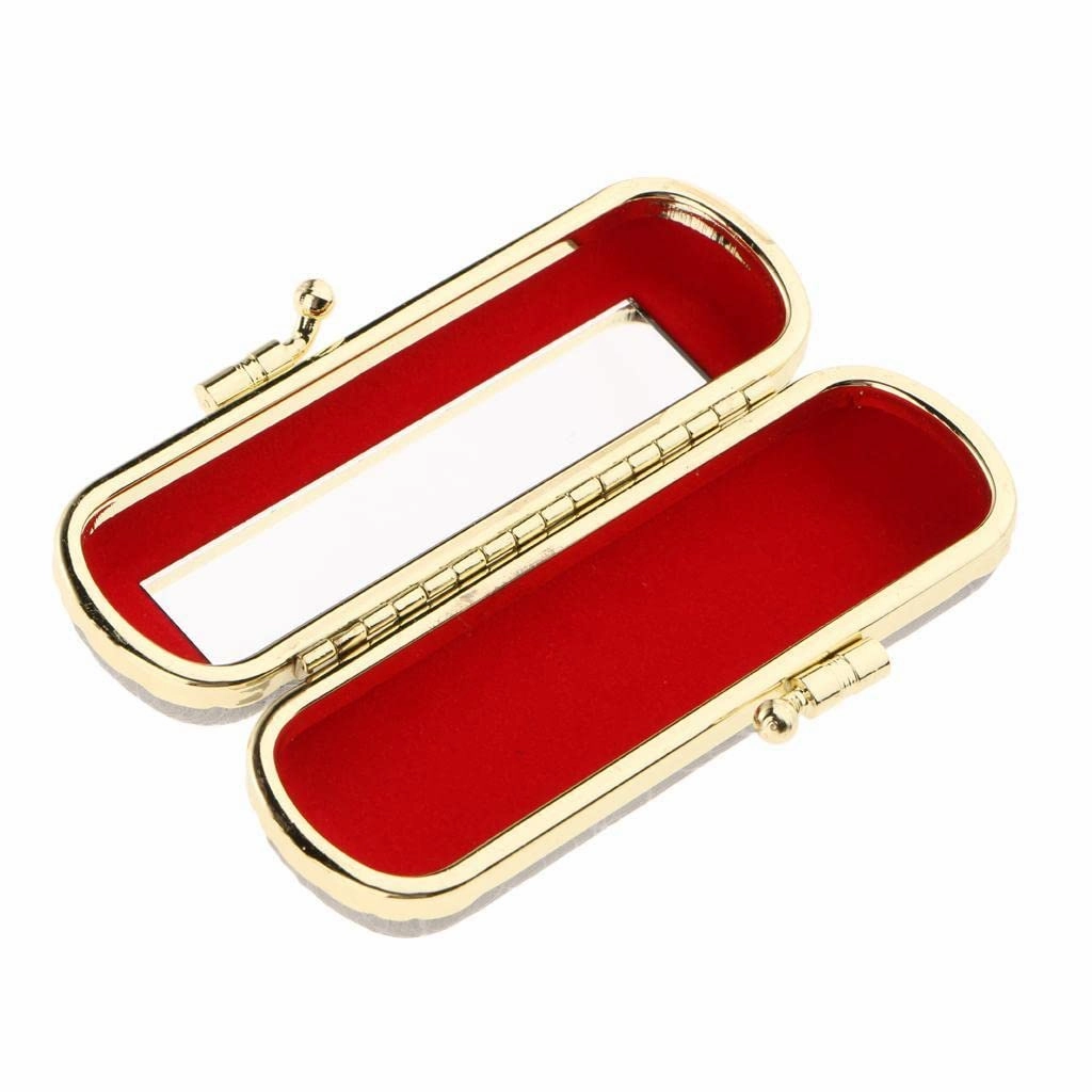 barenx PU Leather Lipstick Case with Mirror Multi Color Lip Gloss Organizer Bag Cosmetic Storage Kit - Silver